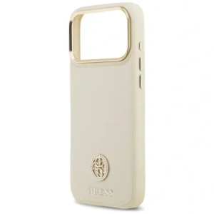Etui Guess Grained Strass Logo MagSafe do Apple iPhone 17 Pro Max beżowy