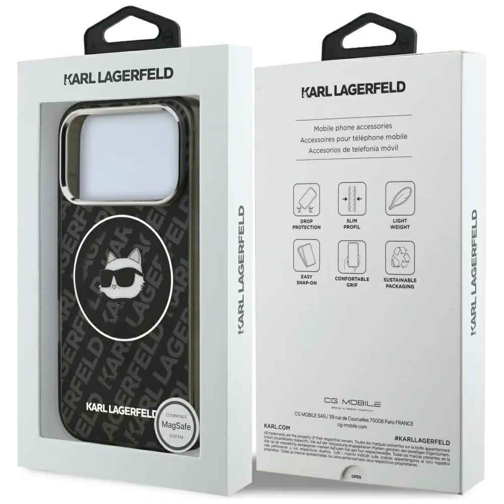 Etui Karl Lagerfeld IML Choupette Head Logo MagSafe do Apple iPhone 17 Pro Max czarny