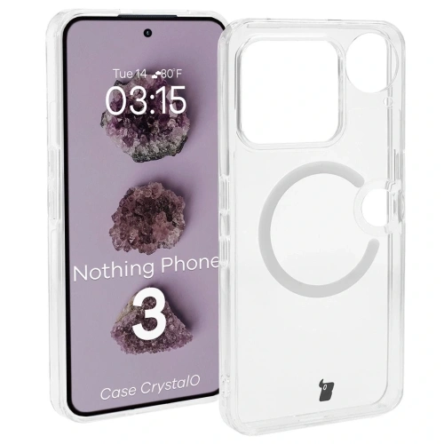 Etui z pierścieniem magnetycznym Bizon Case CrystalO do Nothing Phone (3) przezroczyste