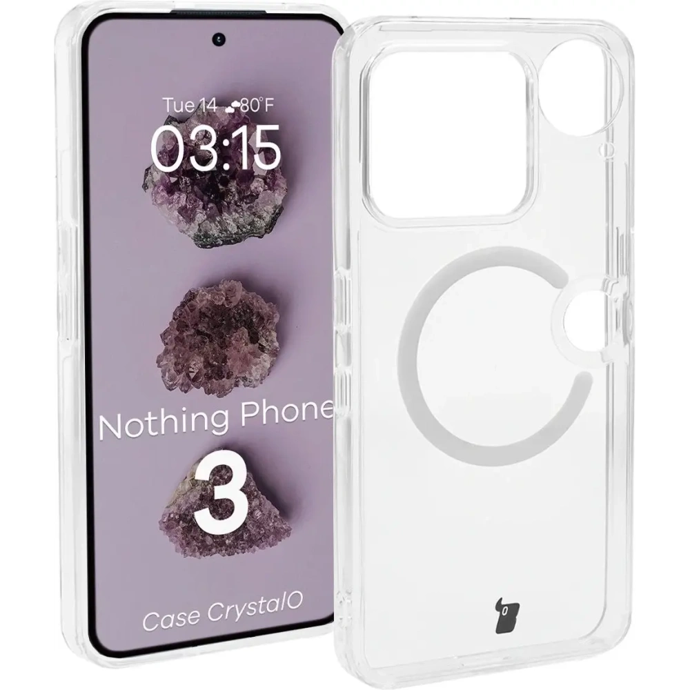 Etui z pierścieniem magnetycznym Bizon Case CrystalO do Nothing Phone (3) przezroczyste