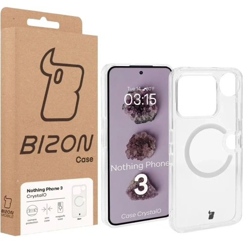 Etui z pierścieniem magnetycznym Bizon Case CrystalO do Nothing Phone (3) przezroczyste