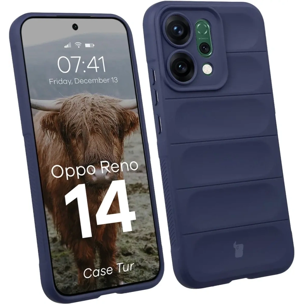 Pancerne etui Bizon Case Tur do Oppo Reno 14 granatowe