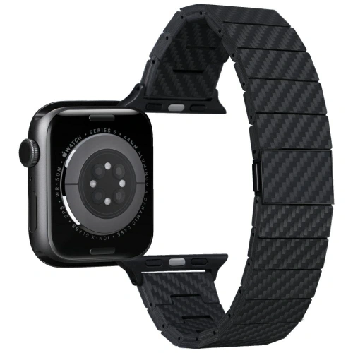 Pasek PITAKA Carbon Fiber Modern do Apple Watch 1/2/3/4/5/6/7/8/9/10/11/SE/SE 3/Ultra/Ultra 2/Ultra 3 czarno szary
