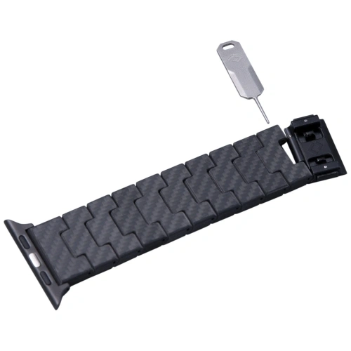 Pasek PITAKA Carbon Fiber Modern do Apple Watch 1/2/3/4/5/6/7/8/9/10/11/SE/SE 3/Ultra/Ultra 2/Ultra 3 czarno szary