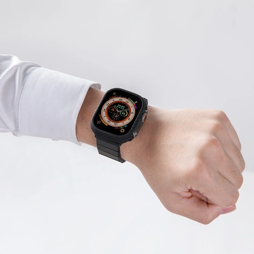 Pasek PITAKA Carbon Fiber Modern do Apple Watch 1/2/3/4/5/6/7/8/9/10/11/SE/SE 3/Ultra/Ultra 2/Ultra 3 czarno szary