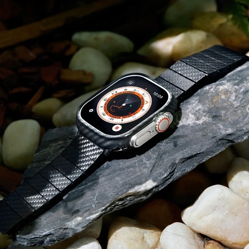 Pasek PITAKA Carbon Fiber Modern do Apple Watch 1/2/3/4/5/6/7/8/9/10/11/SE/SE 3/Ultra/Ultra 2/Ultra 3 czarno szary