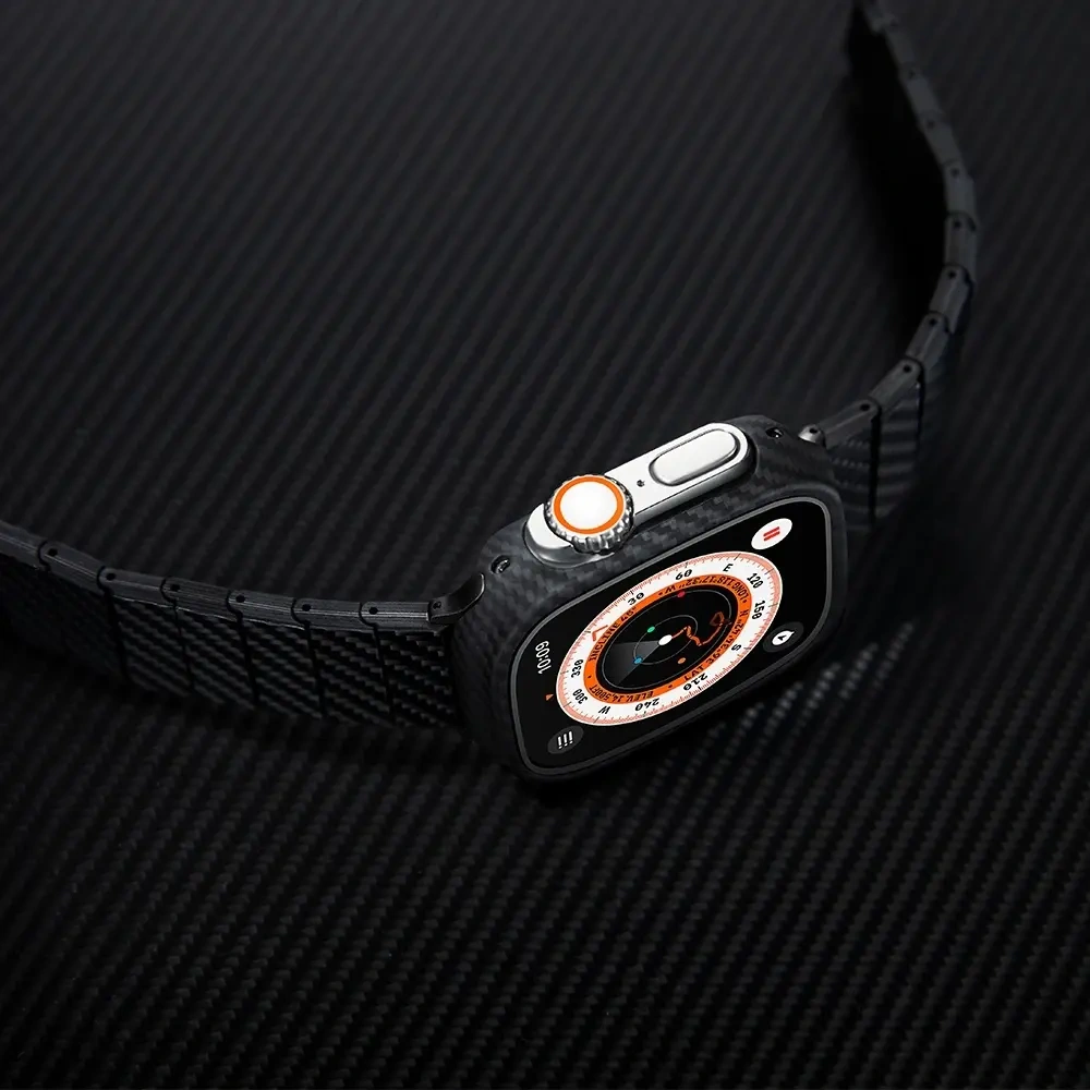 Pasek PITAKA Carbon Fiber Modern do Apple Watch 1/2/3/4/5/6/7/8/9/10/11/SE/SE 3/Ultra/Ultra 2/Ultra 3 czarno szary
