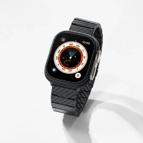 Pasek PITAKA Carbon Fiber Modern do Apple Watch 1/2/3/4/5/6/7/8/9/10/11/SE/SE 3/Ultra/Ultra 2/Ultra 3 czarno szary