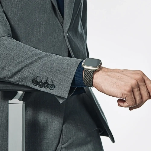 Pasek PITAKA Carbon Fiber Modern do Apple Watch 1/2/3/4/5/6/7/8/9/10/11/SE/SE 3/Ultra/Ultra 2/Ultra 3 czarno szary