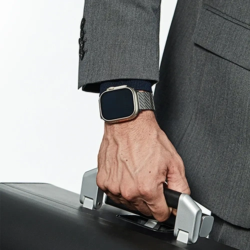 Pasek PITAKA Carbon Fiber Modern do Apple Watch 1/2/3/4/5/6/7/8/9/10/11/SE/SE 3/Ultra/Ultra 2/Ultra 3 czarno szary