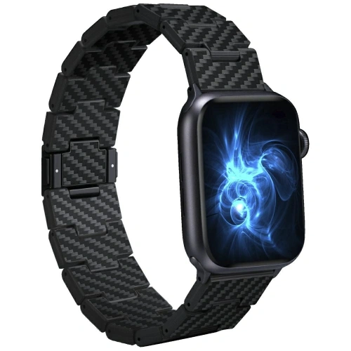 Pasek PITAKA Carbon Fiber Retro do Apple Watch 1/2/3/4/5/6/7/8/9/10/11/SE/SE 3/Ultra/Ultra 2/Ultra 3 czarno szary