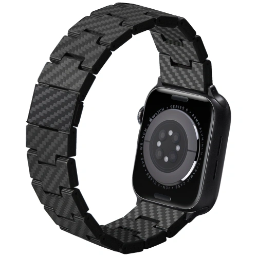 Pasek PITAKA Carbon Fiber Retro do Apple Watch 1/2/3/4/5/6/7/8/9/10/11/SE/SE 3/Ultra/Ultra 2/Ultra 3 czarno szary