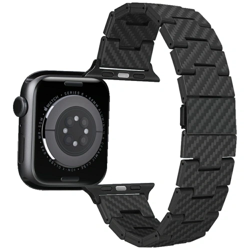 Pasek PITAKA Carbon Fiber Retro do Apple Watch 1/2/3/4/5/6/7/8/9/10/11/SE/SE 3/Ultra/Ultra 2/Ultra 3 czarno szary
