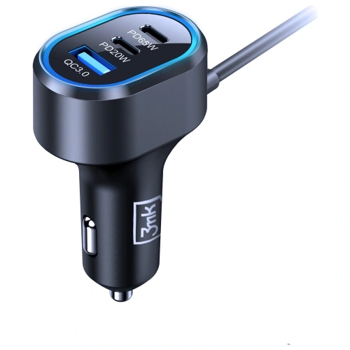 Ładowarka samochodowa 3MK Double Car Charger 135W PD QC PPS 2xUSB-A 4xUSB-C szary