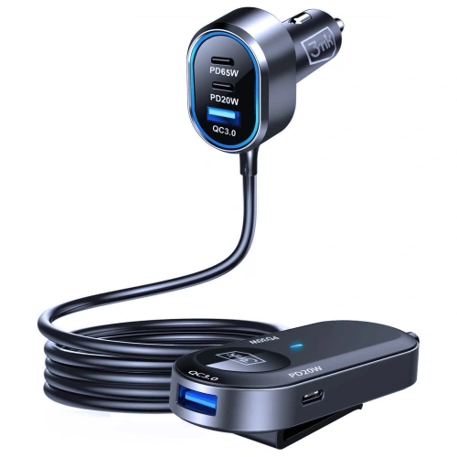 Ładowarka samochodowa 3MK Double Car Charger 135W PD QC PPS 2xUSB-A 4xUSB-C szary