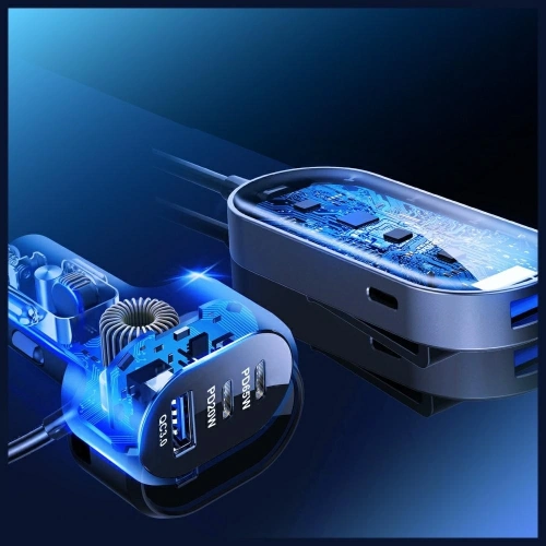 Ładowarka samochodowa 3MK Double Car Charger 135W PD QC PPS 2xUSB-A 4xUSB-C szary