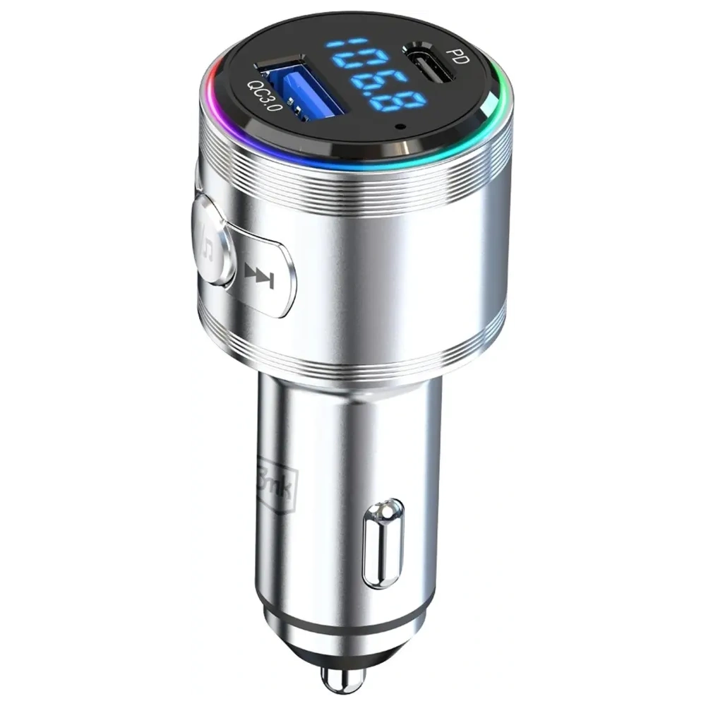 Ładowarka samochodowa 3MK Hyper Car Power Transmitter 48W QC PD PPS USB-C / USB-A z transmiterem audio srebrny