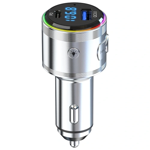 Ładowarka samochodowa 3MK Hyper Car Power Transmitter 48W QC PD PPS USB-C / USB-A z transmiterem audio srebrny