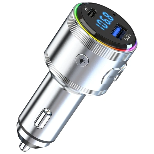 Ładowarka samochodowa 3MK Hyper Car Power Transmitter 48W QC PD PPS USB-C / USB-A z transmiterem audio srebrny