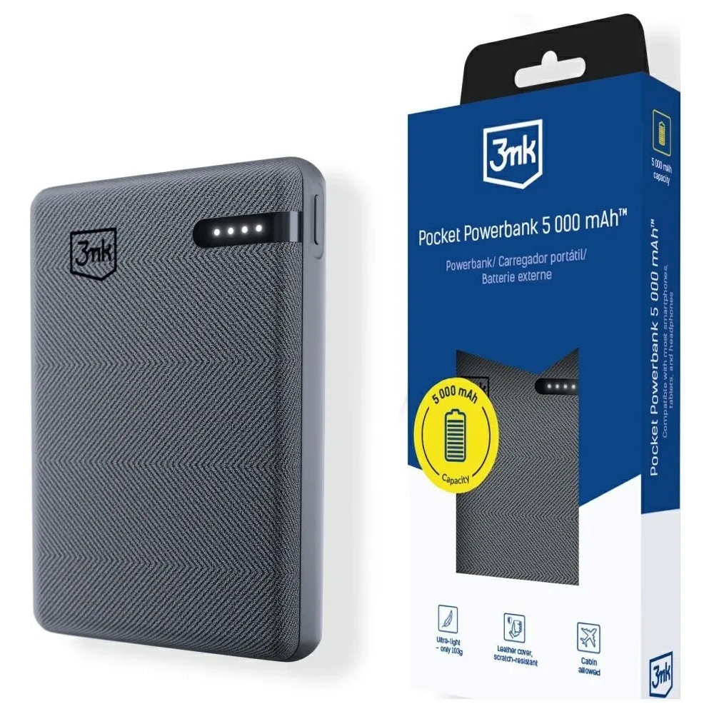 Powerbank 3MK Pocket Powerbank 5000mAh 12W USB-C szary