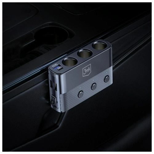 Rozdzielacz 3MK Car Power Splitter 120W PD QC PPS 3xUSB-A, USB-C, 3xDC czarny