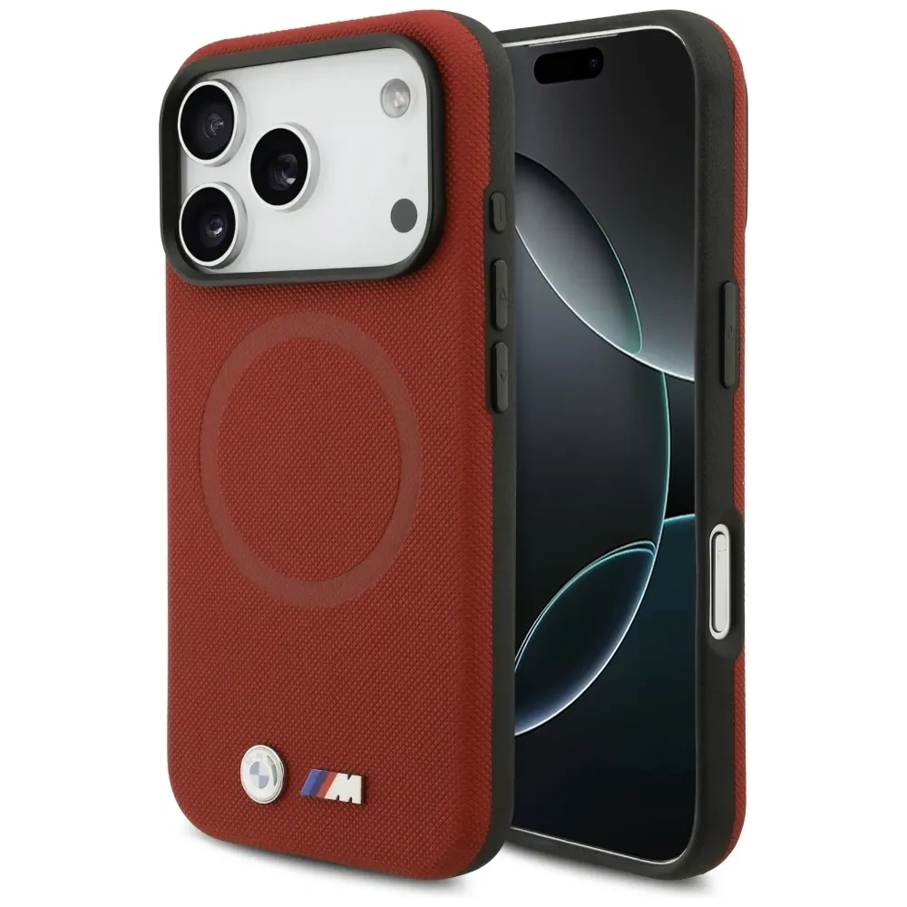 Etui BMW M FW Metal Logo MagSafe do Apple iPhone 17 Pro czerwony