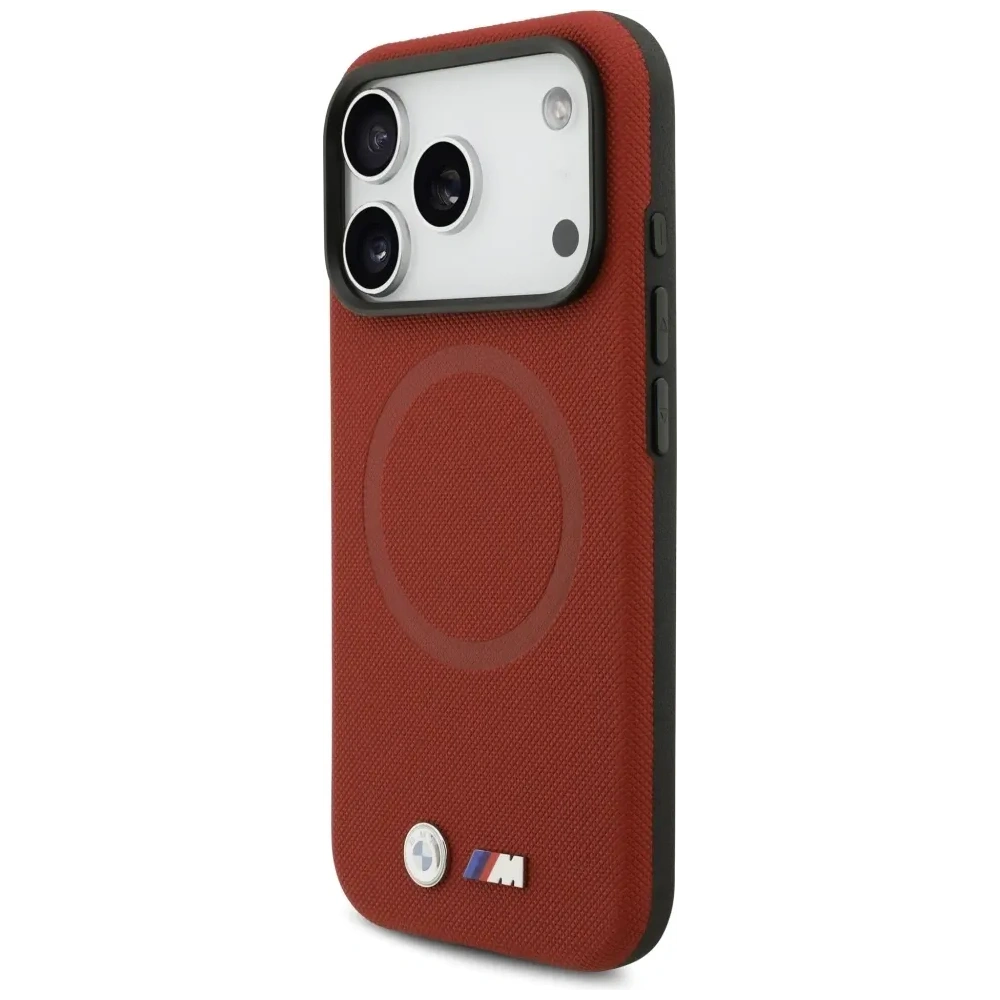Etui BMW M FW Metal Logo MagSafe do Apple iPhone 17 Pro czerwony