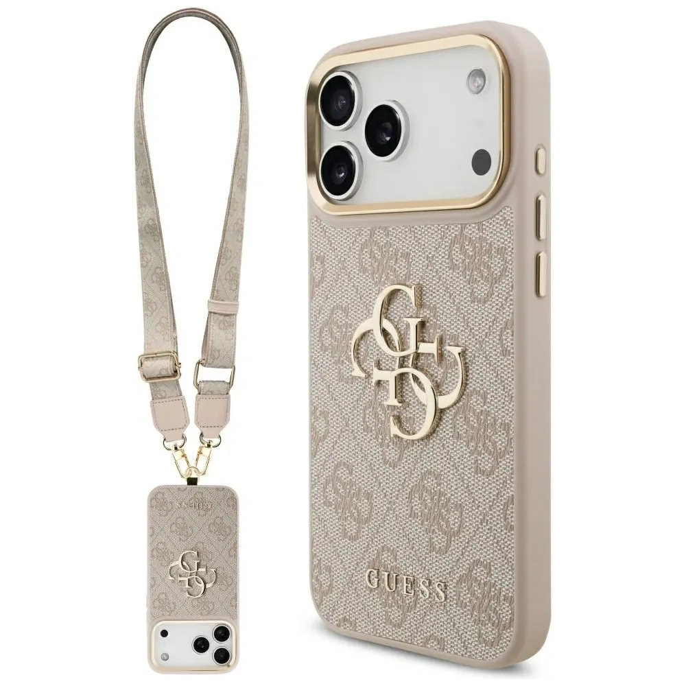 Etui Guess 4G Big 4G Classic Logo Big Strap Metal Buttons do Apple iPhone 17 Pro Max różowy
