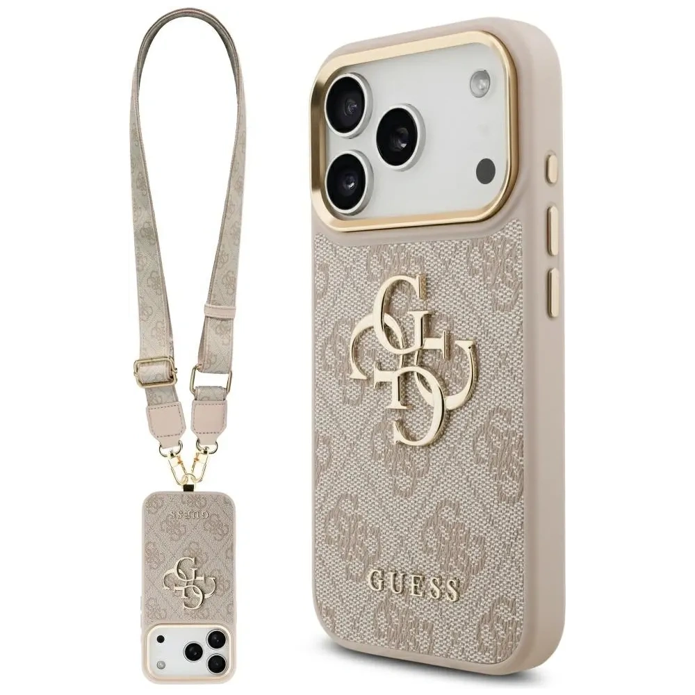 Etui Guess 4G Big 4G Classic Logo Big Strap Metal Buttons do Apple iPhone 17 Pro różowy