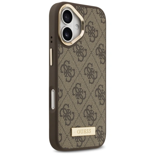 Etui Guess 4G Logo Plate MagSafe do Apple iPhone 17 brązowy