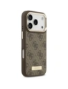 Etui Guess 4G Logo Plate MagSafe do Apple iPhone 17 Pro brązowy