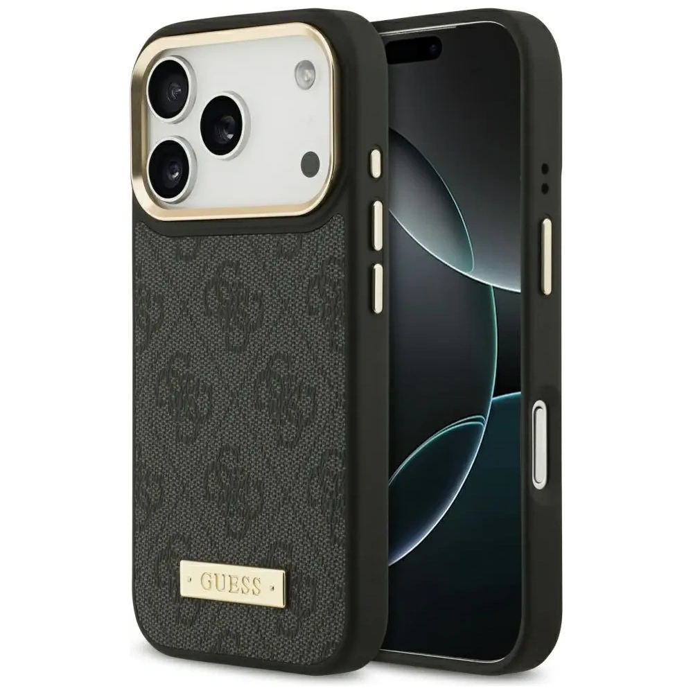Etui Guess 4G Logo Plate MagSafe do Apple iPhone 17 Pro czarny