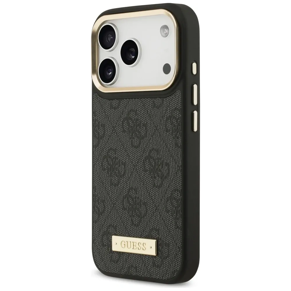 Etui Guess 4G Logo Plate MagSafe do Apple iPhone 17 Pro czarny