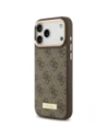 Etui Guess 4G Logo Plate MagSafe do Apple iPhone 17 Pro Max brązowy