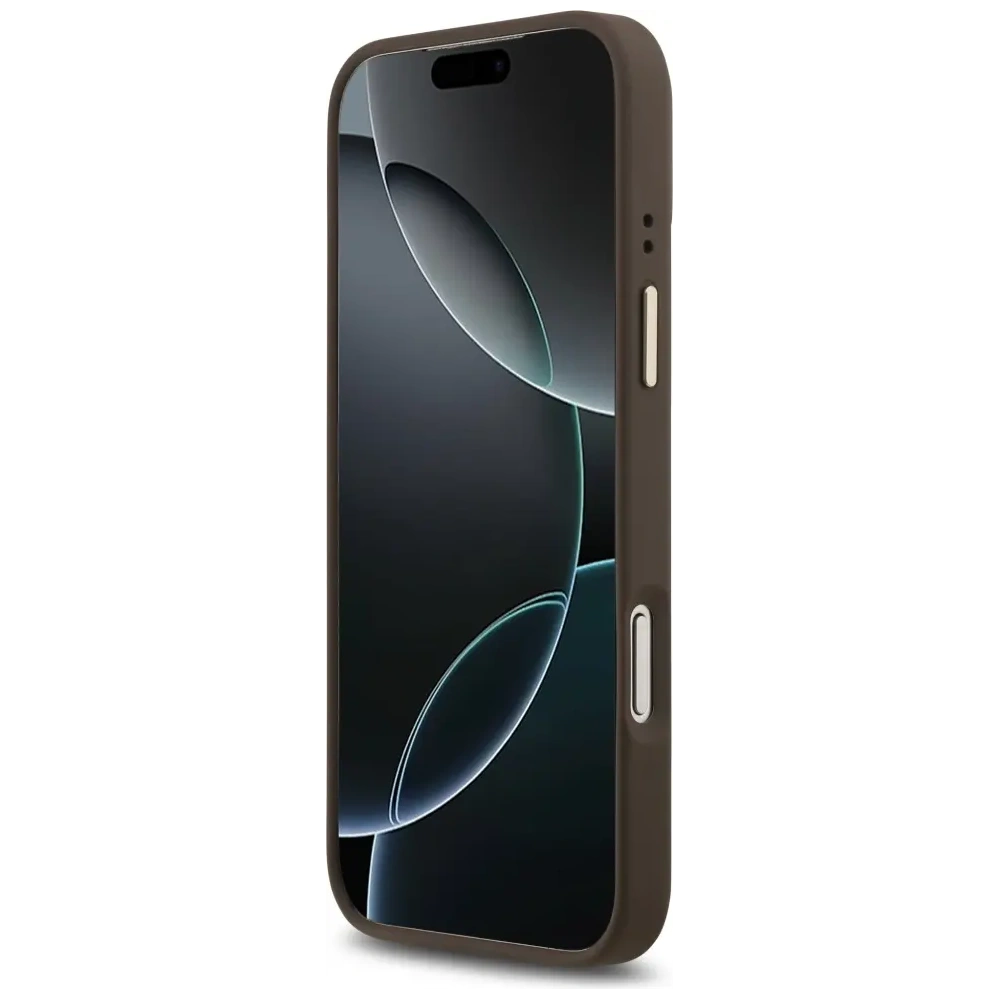 Etui Guess 4G Logo Plate MagSafe do Apple iPhone 17 Pro Max brązowy