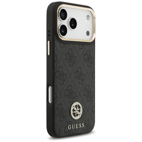 Etui Guess 4G Srtass Logo & Big Strap Metal Buttons MagSafe do Apple iPhone 17 Pro Max czarny