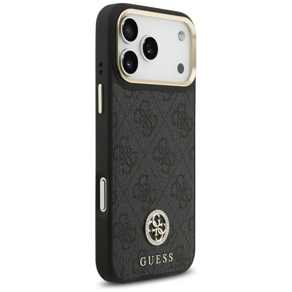 Etui Guess 4G Srtass Logo & Big Strap Metal Buttons MagSafe do Apple iPhone 17 Pro Max czarny