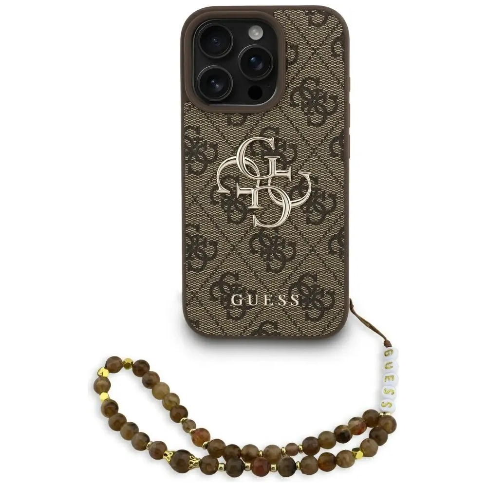 Etui Guess 4G Strap 4G Classic Logo do Apple iPhone 16 Pro brązowy
