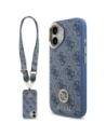 Etui Guess 4G Strass Logo & Big Strap Metal Buttons MagSafe do Apple iPhone 17 niebieski