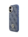Etui Guess 4G Strass Logo & Big Strap Metal Buttons MagSafe do Apple iPhone 17 niebieski