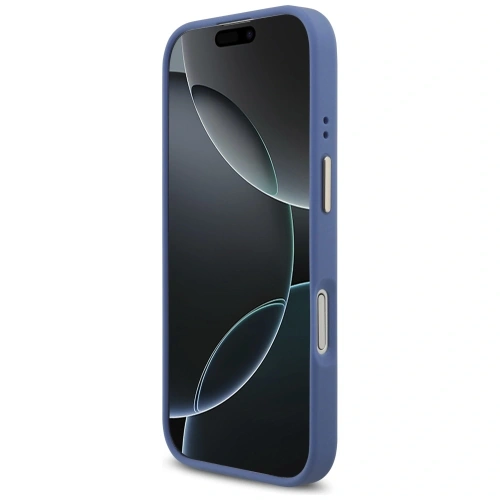 Etui Guess 4G Strass Logo & Big Strap Metal Buttons MagSafe do Apple iPhone 17 niebieski