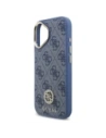 Etui Guess 4G Strass Logo & Big Strap Metal Buttons MagSafe do Apple iPhone 17 niebieski