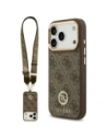 Etui Guess 4G Strass Logo & Big Strap Metal Buttons MagSafe do Apple iPhone 17 Pro brązowy