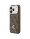 Etui Guess 4G Strass Logo & Big Strap Metal Buttons MagSafe do Apple iPhone 17 Pro brązowy