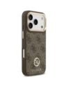 Etui Guess 4G Strass Logo & Big Strap Metal Buttons MagSafe do Apple iPhone 17 Pro brązowy