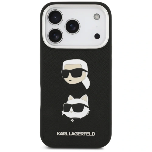 Etui Karl Lagerfeld FW Grained Karl & Choupette Heads Pins & Logo do Apple iPhone 17 Pro czarny
