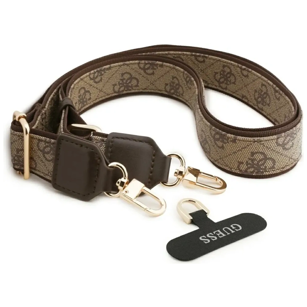 Etui Guess 4G Strass Logo & Big Strap Metal Buttons MagSafe do Apple iPhone 17 Pro brązowy