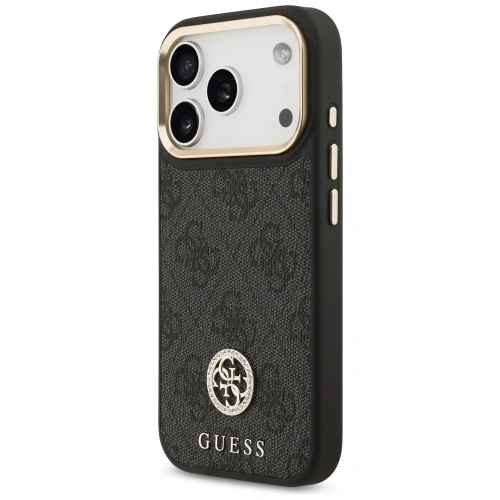 Etui Guess 4G Strass Logo & Big Strap Metal Buttons MagSafe do Apple iPhone 17 Pro czarny