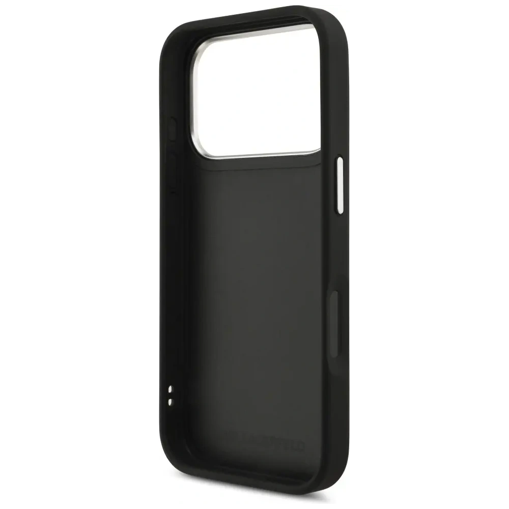 Etui Karl Lagerfeld FW Grained Karl & Choupette Heads Pins & Logo do Apple iPhone 17 Pro czarny