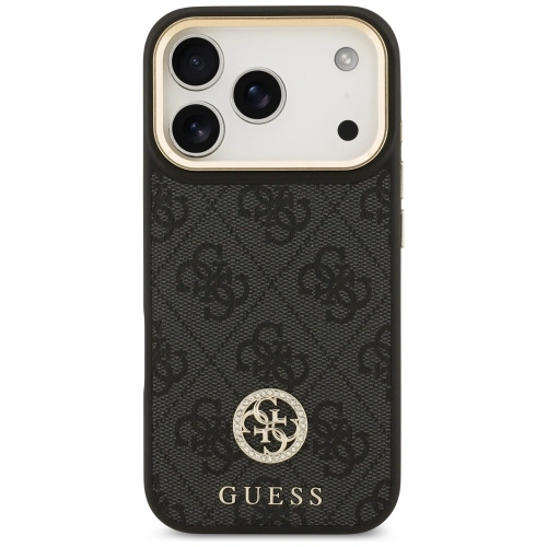 Etui Guess 4G Strass Logo & Big Strap Metal Buttons MagSafe do Apple iPhone 17 Pro czarny